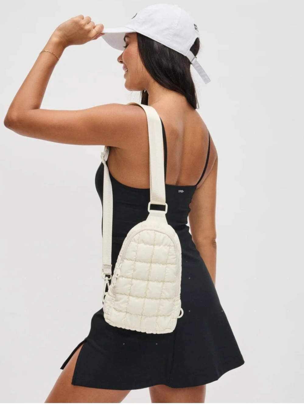 Sol and Solene Rejuvenate Sling Back Pack Cross Body in cream, NWT, two zippers